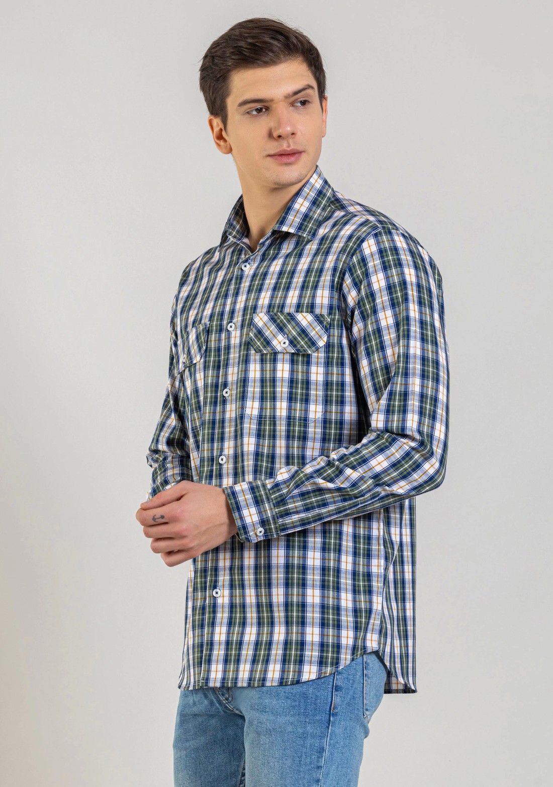 Multi Colour Regular Fit Men's Cotton Check Shirt