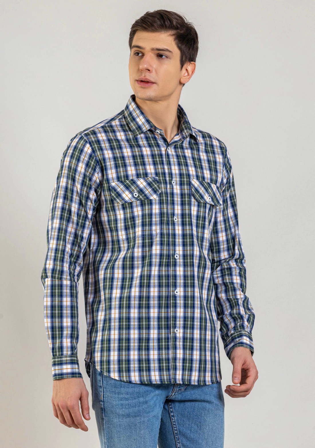 Multi Colour Regular Fit Men's Cotton Check Shirt