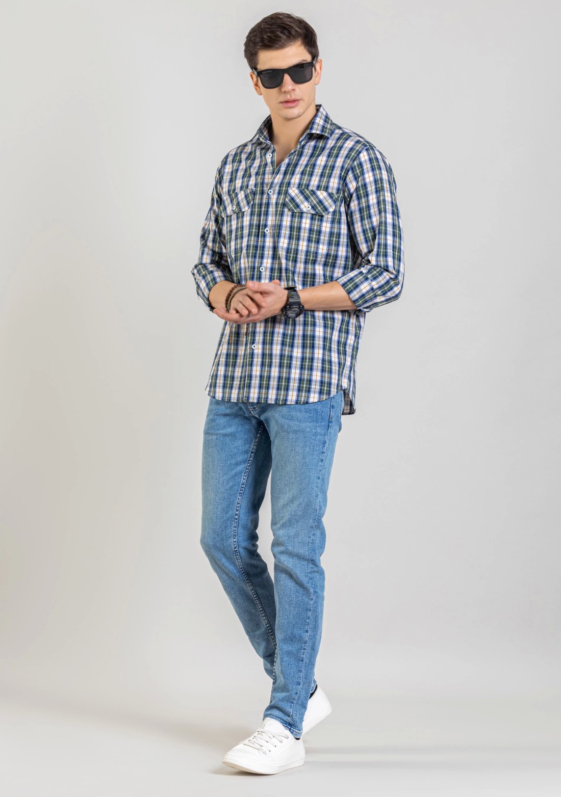 Multi Colour Regular Fit Men's Cotton Check Shirt