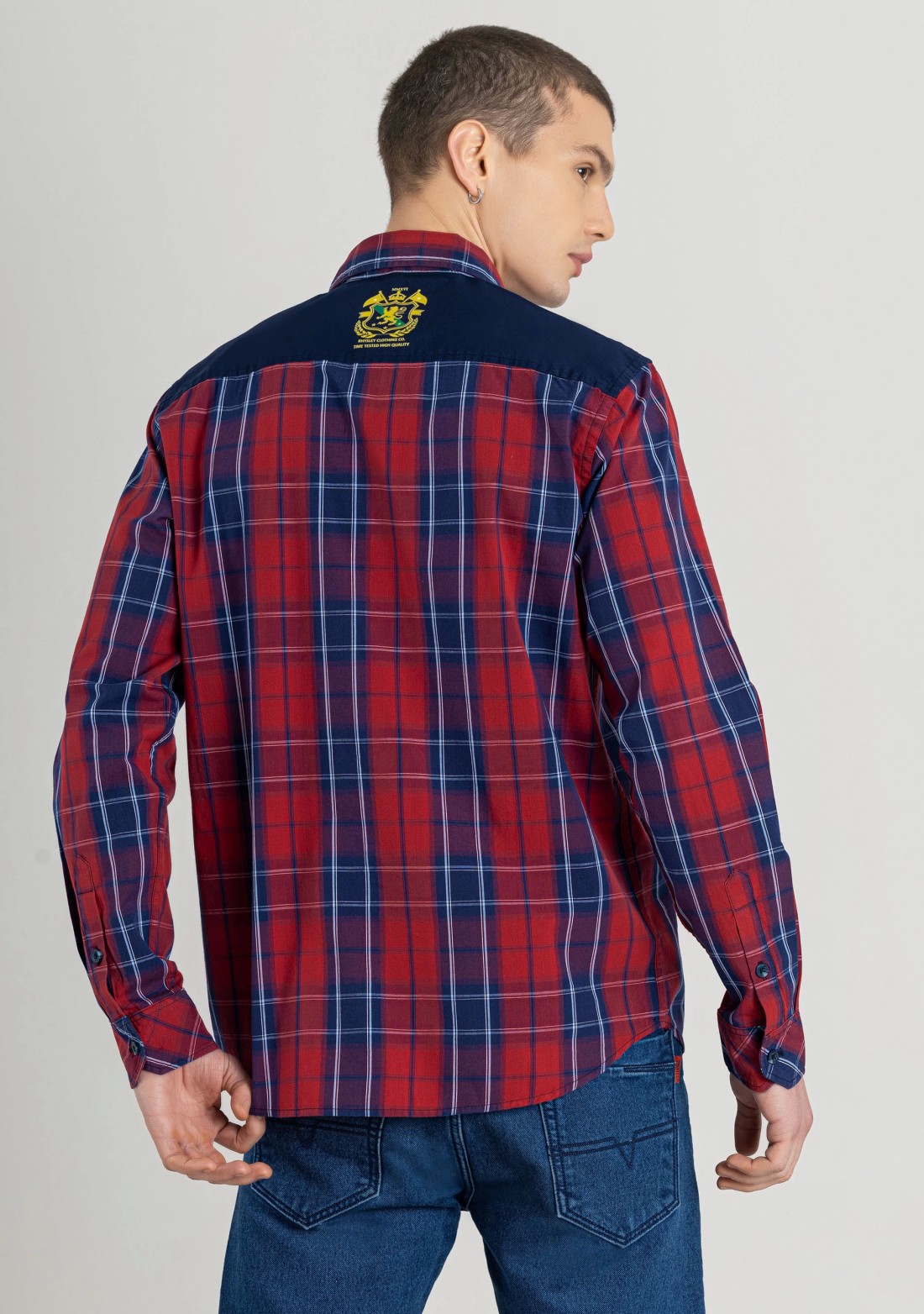 Red Regular Fit Men's Cotton Check Shirt