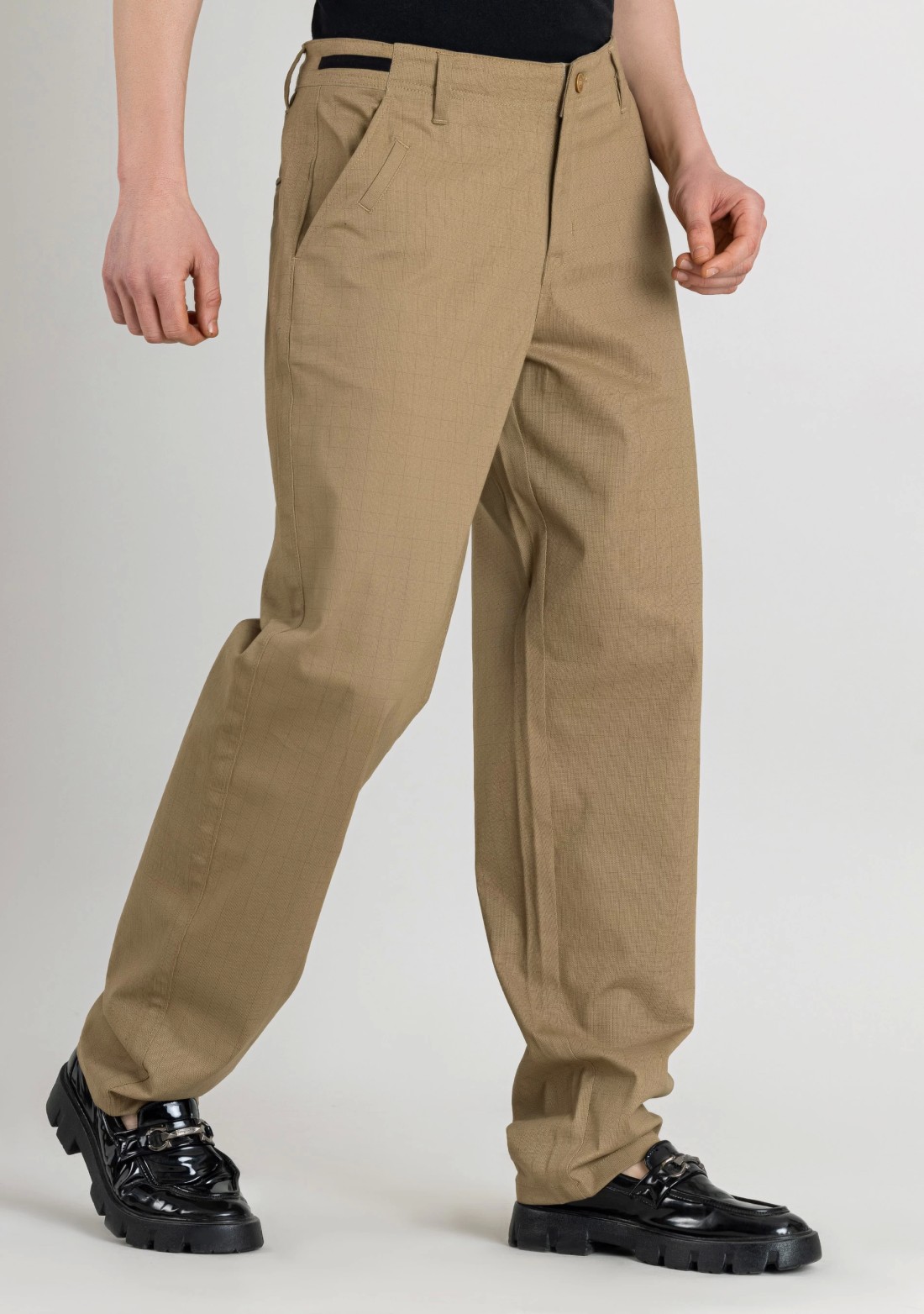 Beige Regular Fit Men’s Casual Cotton Check Trousers