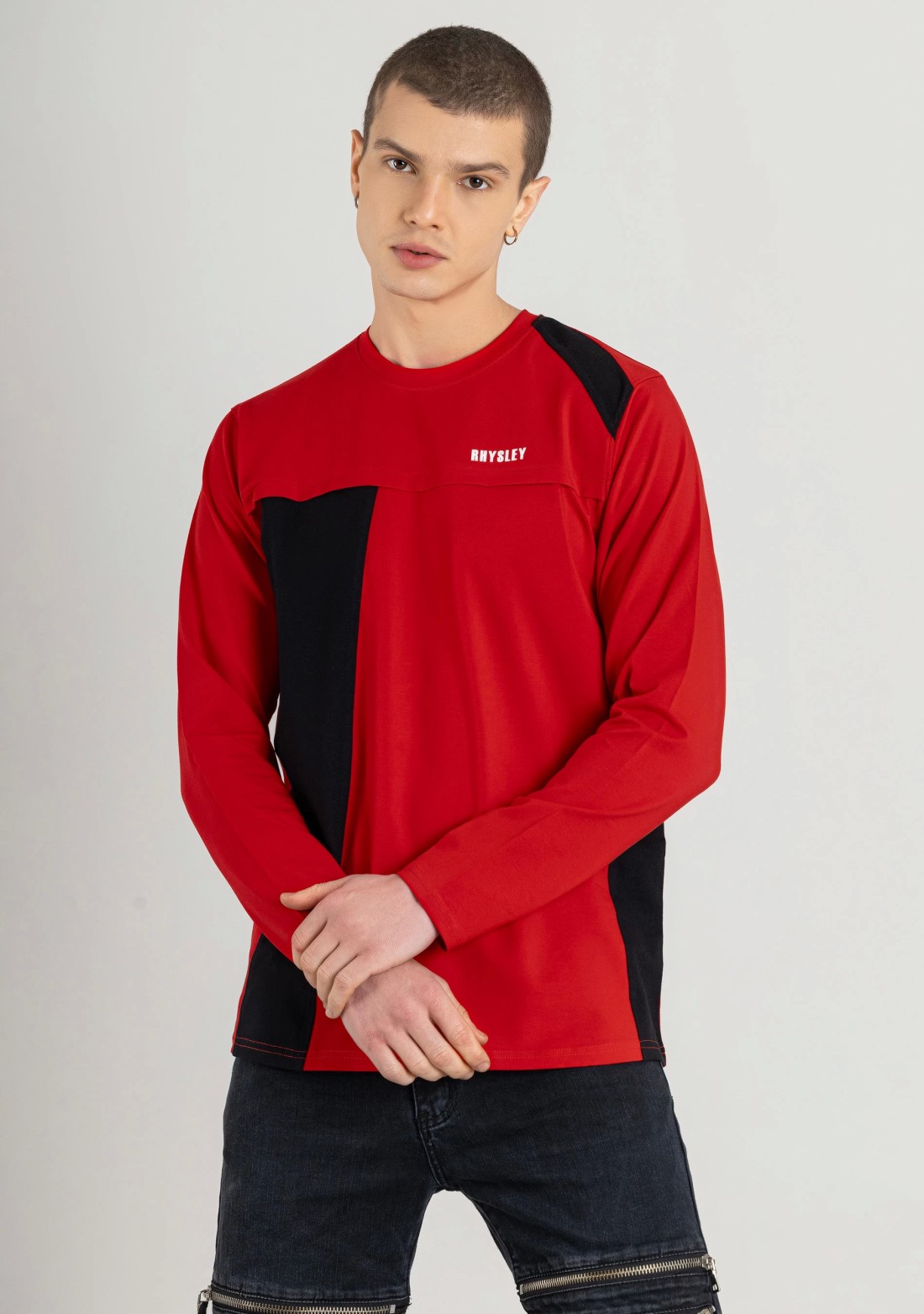 Red Regular Fit Men's Full Sleeves T-Shirt