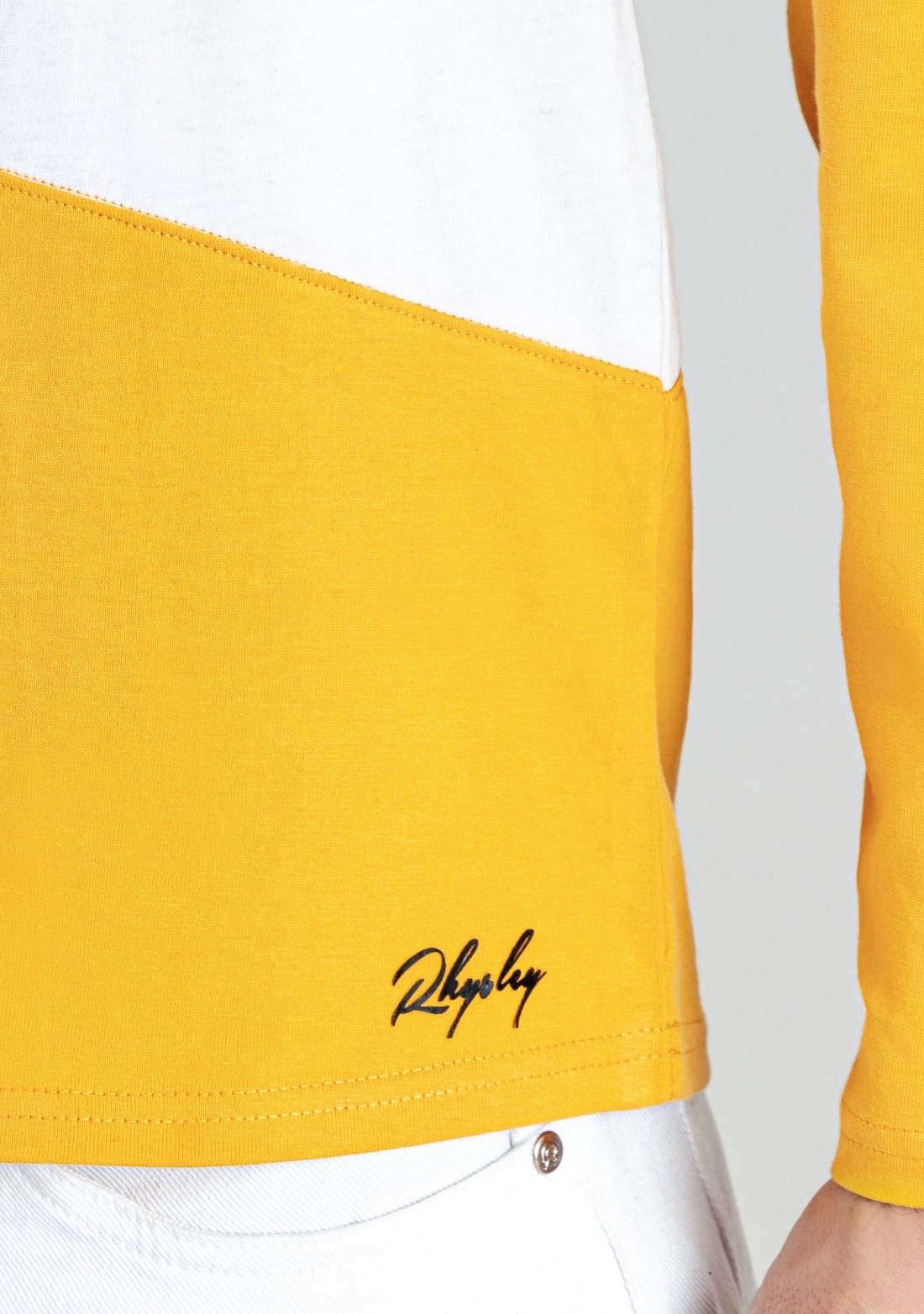 Corn Yellow and White Regular Fit Men's Full Sleeves T-Shirt