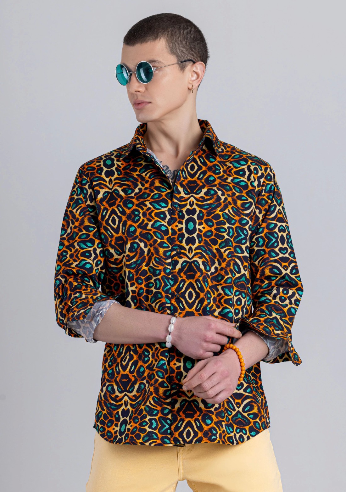 Animal Print Regular Fit Men's Cotton Shirt