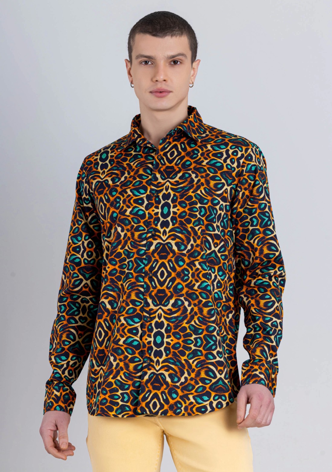 Animal Print Regular Fit Men's Cotton Shirt