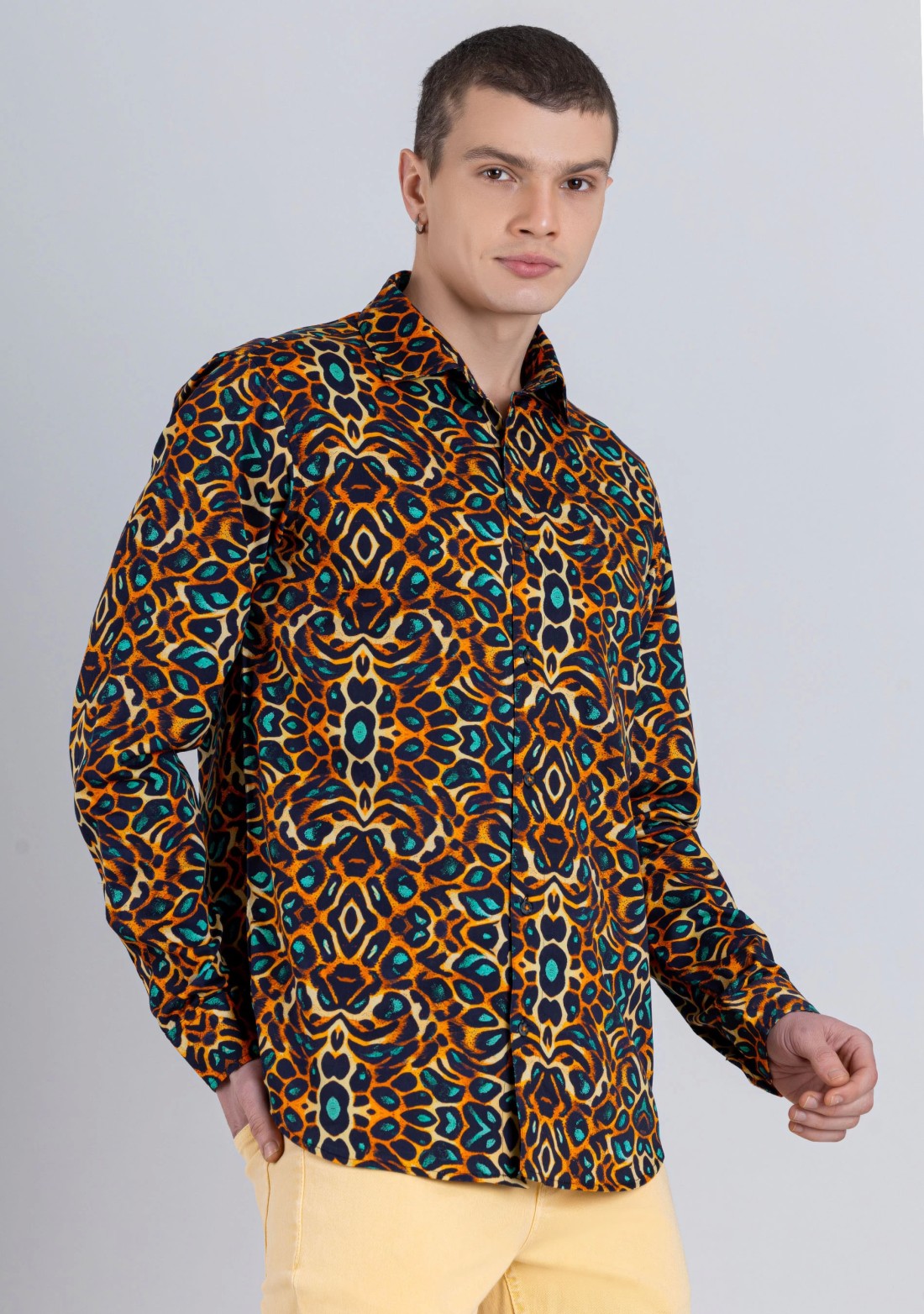 Animal Print Regular Fit Men's Cotton Shirt