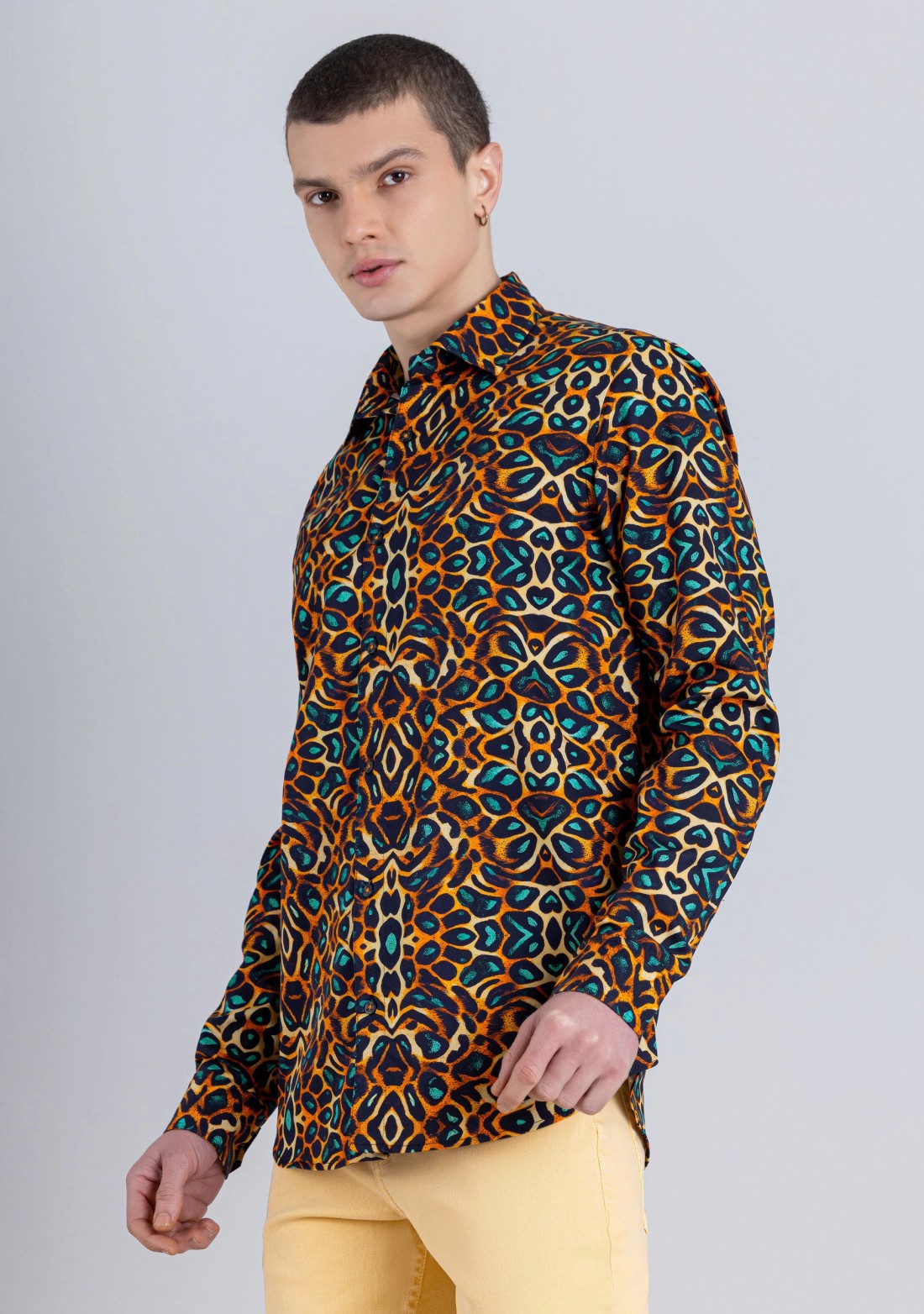 Animal Print Regular Fit Men's Cotton Shirt