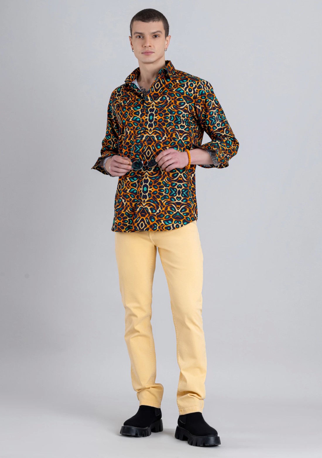 Animal Print Regular Fit Men's Cotton Shirt