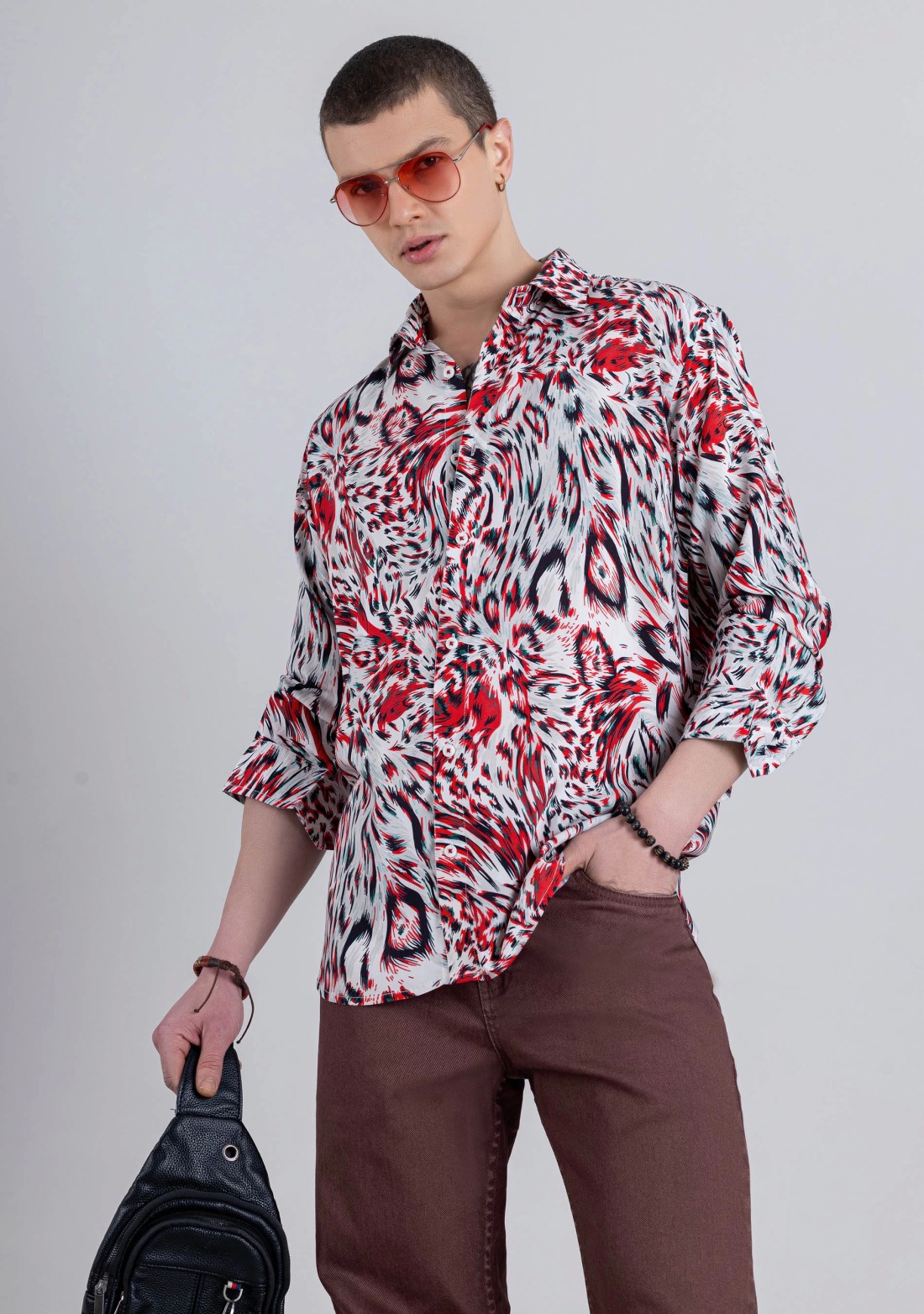 Multi Colour Animal Print Regular Fit Men's Cotton Shirt