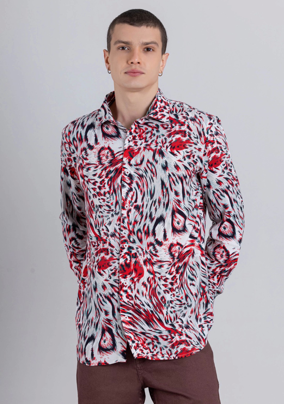 Multi Colour Animal Print Regular Fit Men's Cotton Shirt