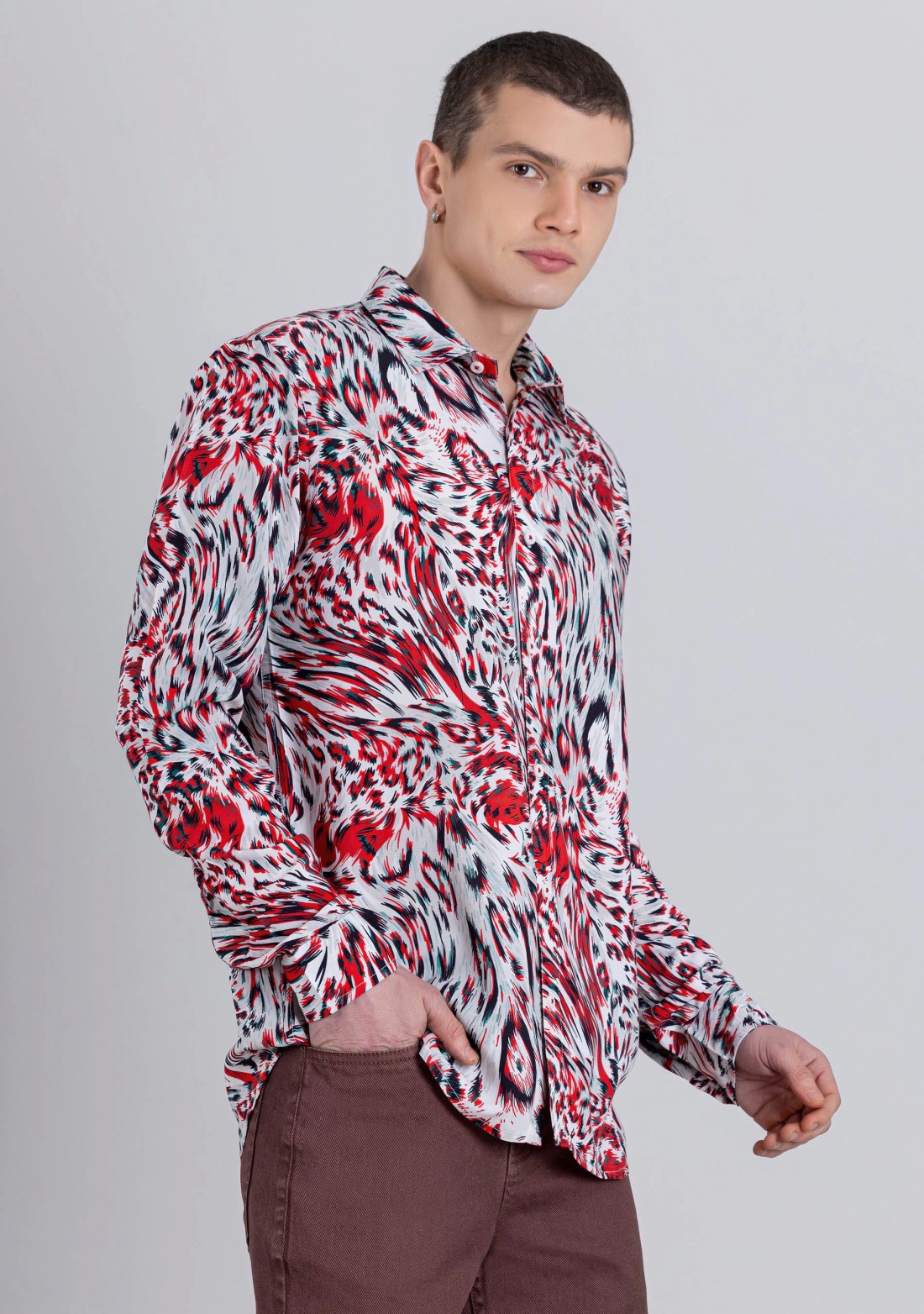 Multi Colour Animal Print Regular Fit Men's Cotton Shirt