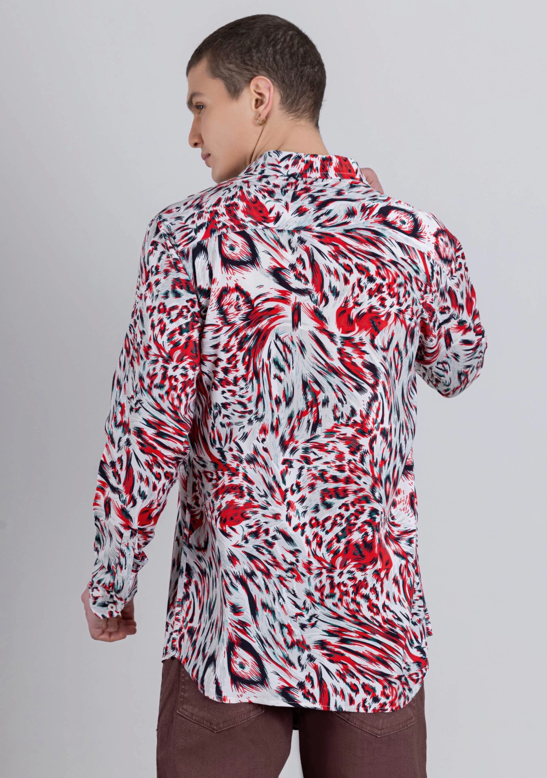 Multi Colour Animal Print Regular Fit Men's Cotton Shirt