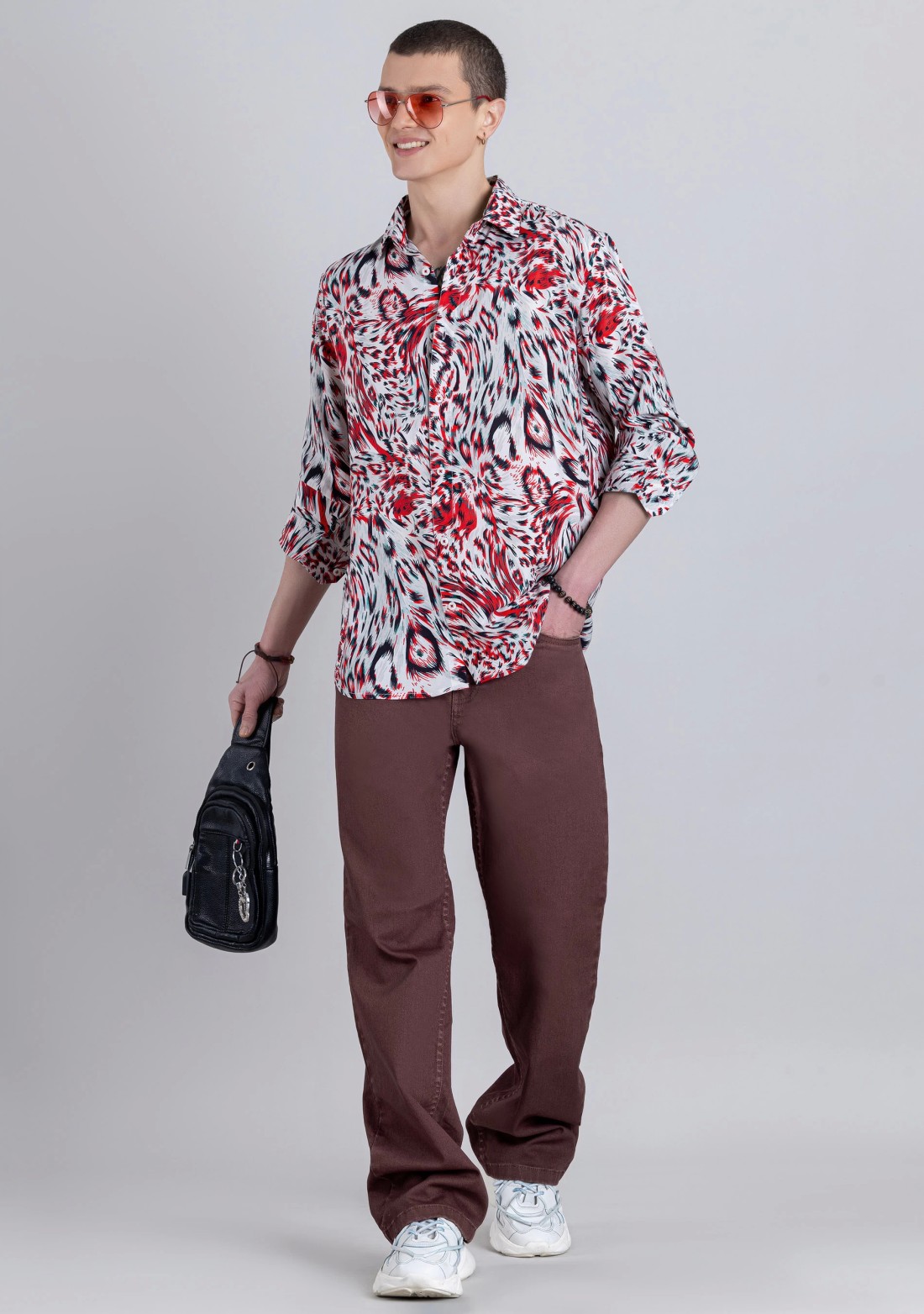 Multi Colour Animal Print Regular Fit Men's Cotton Shirt