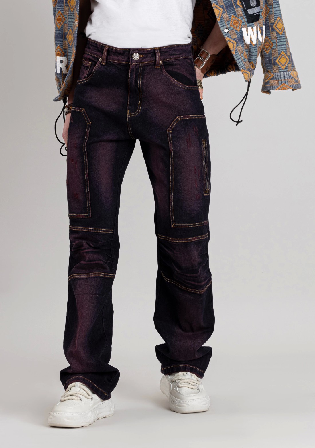 Purple Boot Cut  Men's Fashion Denim