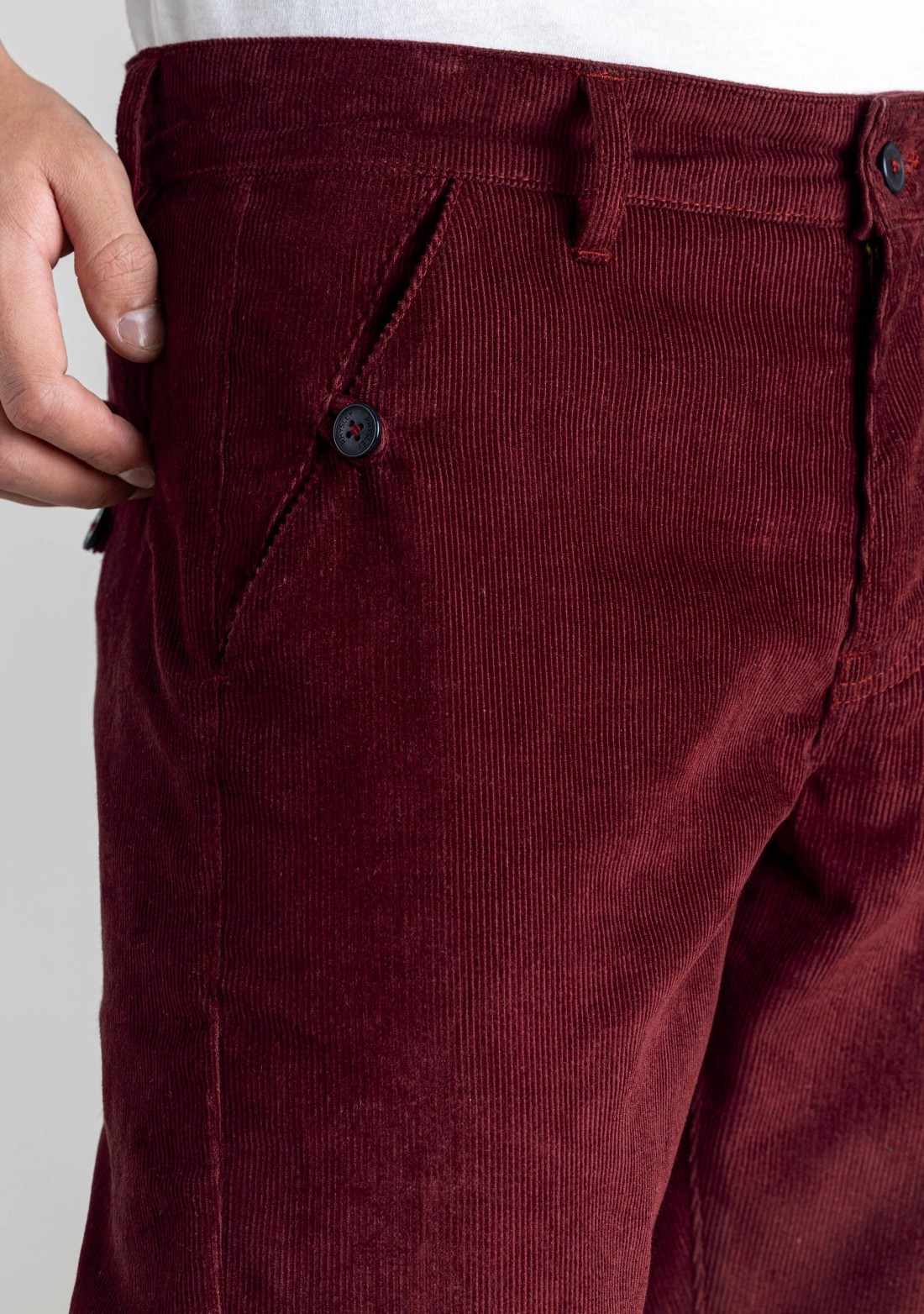 Maroon Straight Fit Men’s Casual Corduroy Trousers