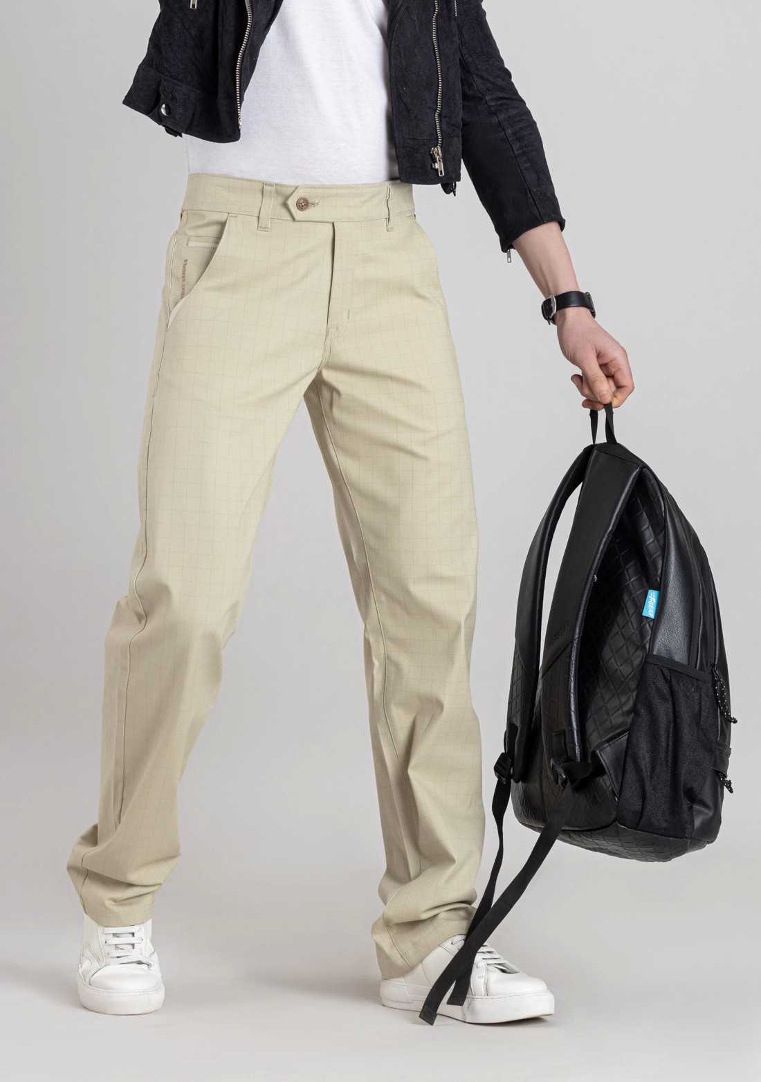 Beige Regular Fit Men’s Casual Trousers