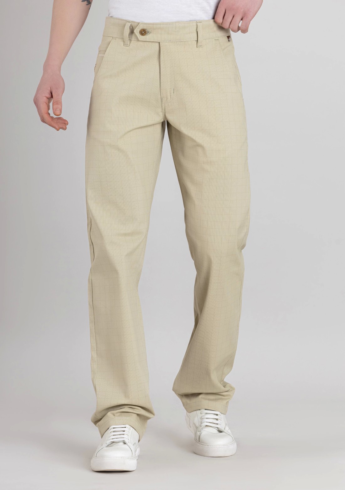 Beige Regular Fit Men’s Casual Trousers