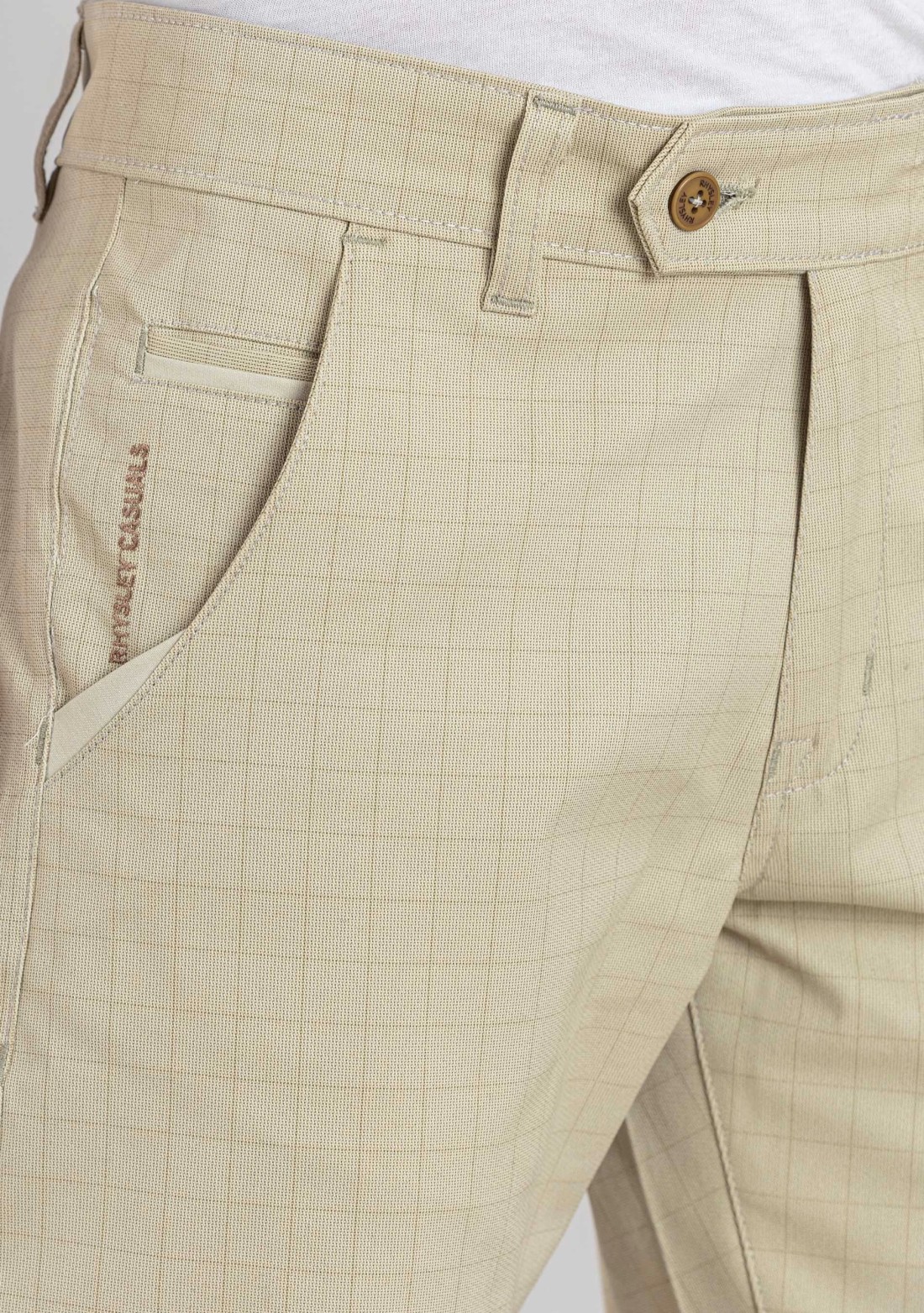 Beige Regular Fit Men’s Casual Trousers