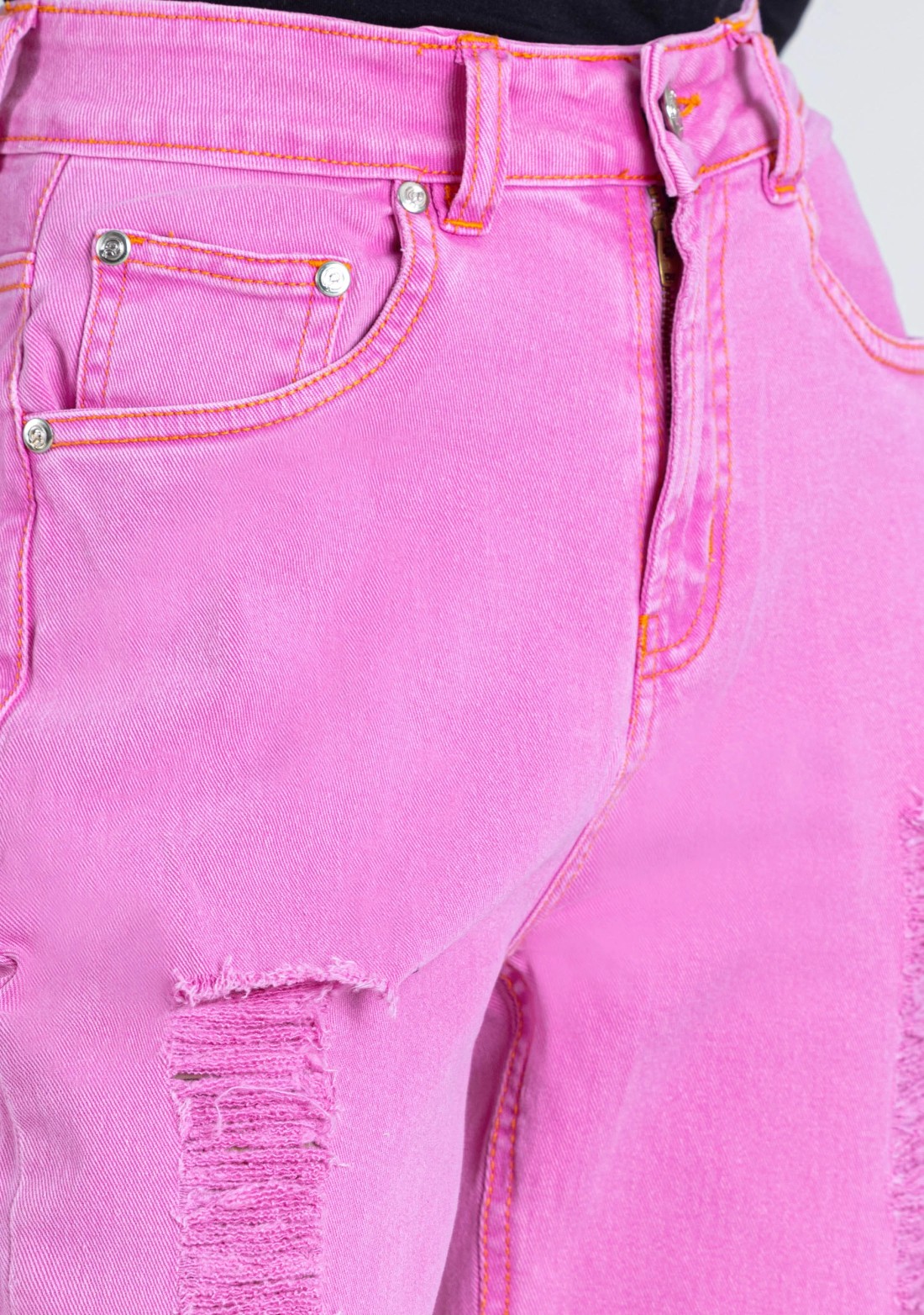 Pink Wide Leg Women's Distressed Jeans
