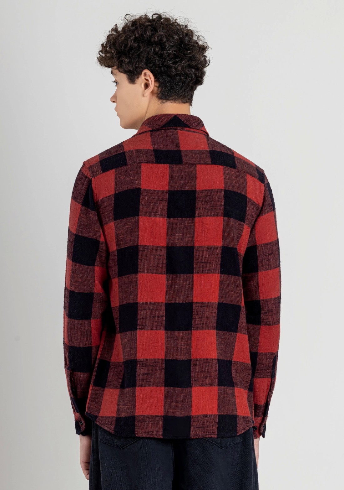 Red and Black Flannel Slim Fit Men's Shirt