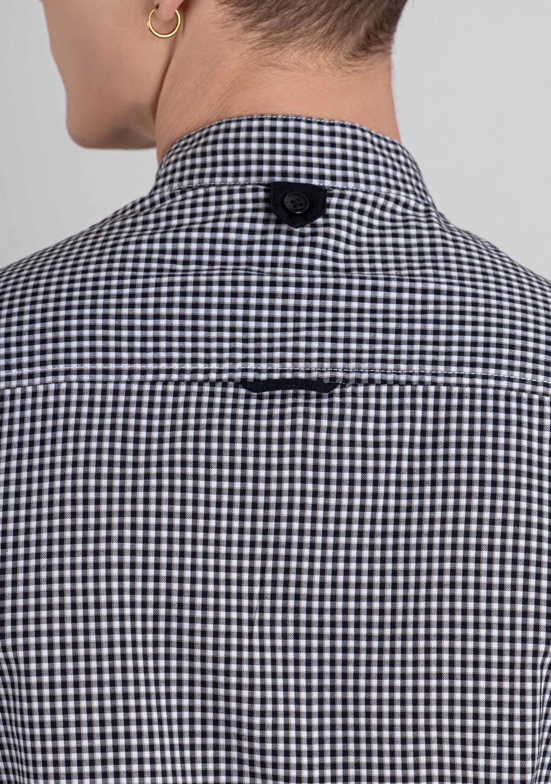 White and Black Gingham Men's Cotton Check Shirt