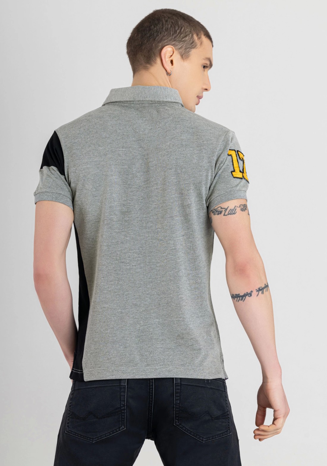 Grey Regular Fit Men's Polo T-Shirt