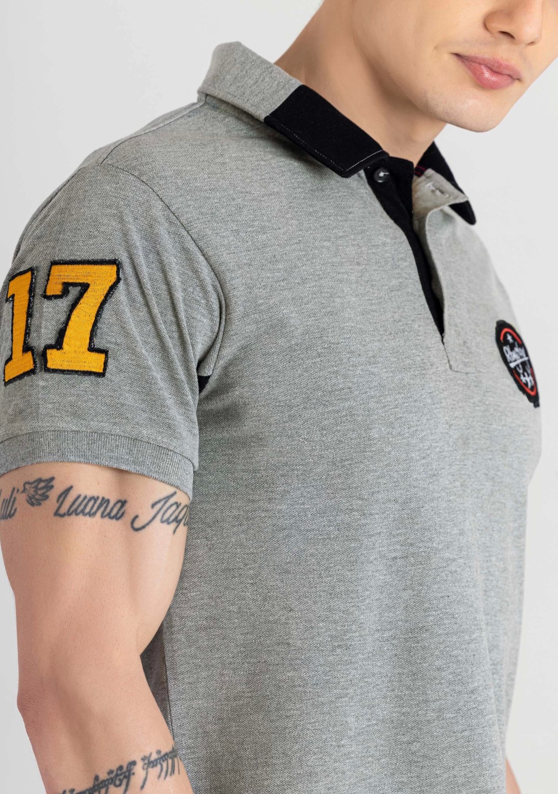 Grey Regular Fit Men's Polo T-Shirt