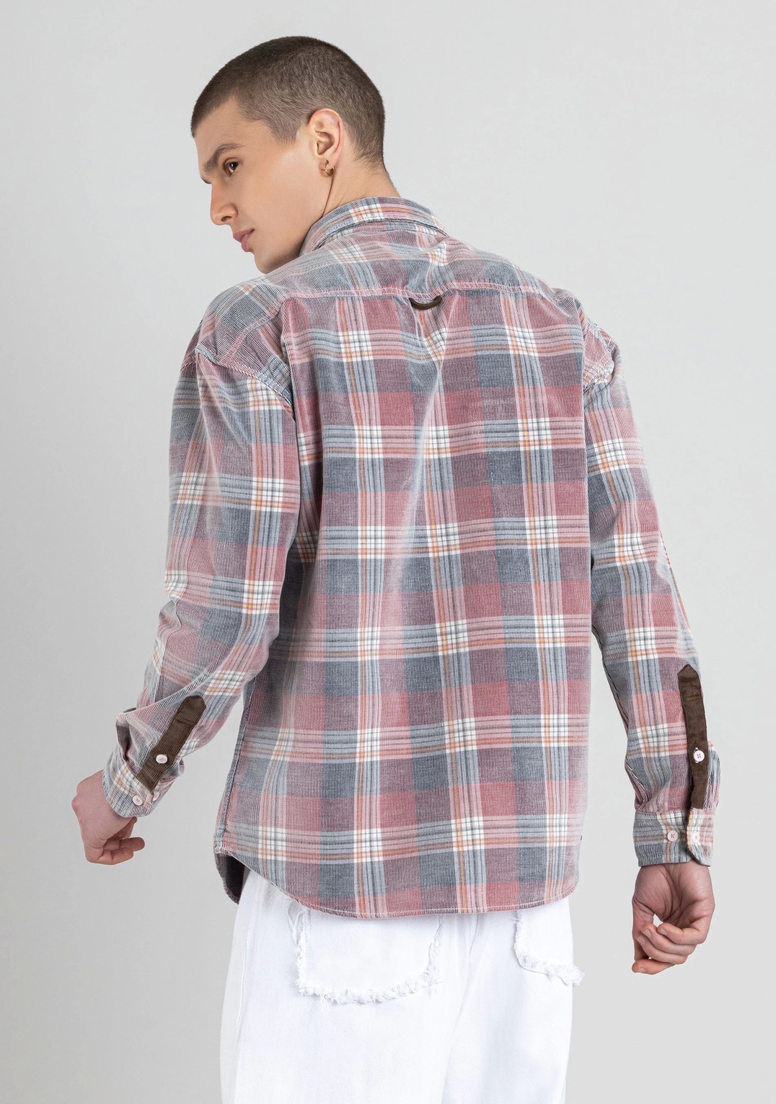 Multi Colour Regular Fit Corduroy Men's Check Shirt