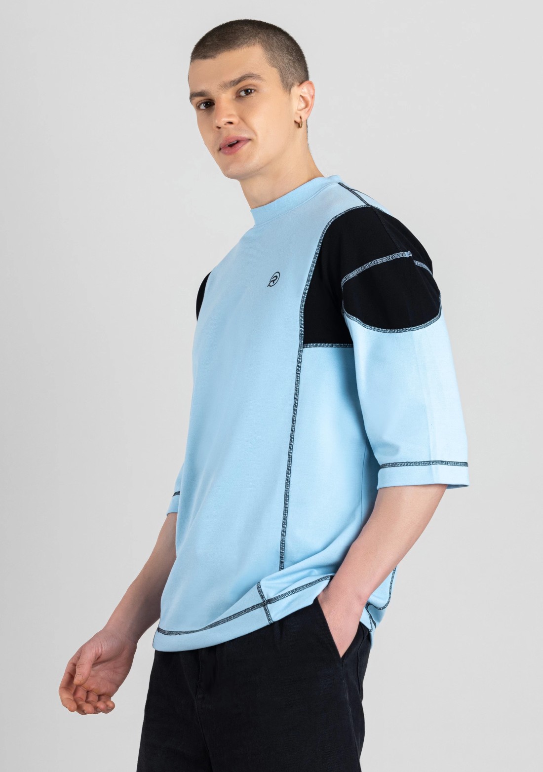 Powder Blue Oversized T-shirt for Men