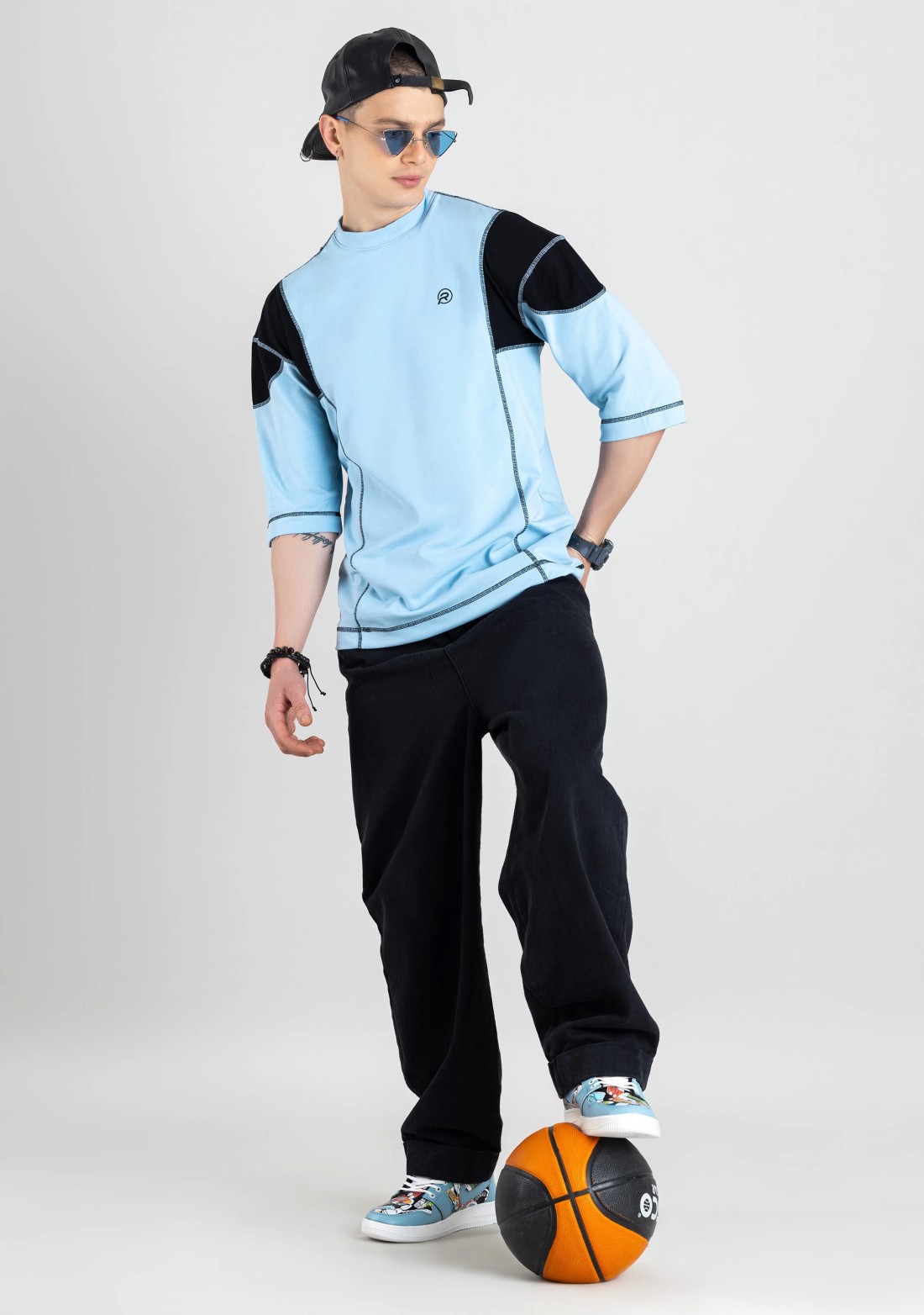 Powder Blue Oversized T-shirt for Men