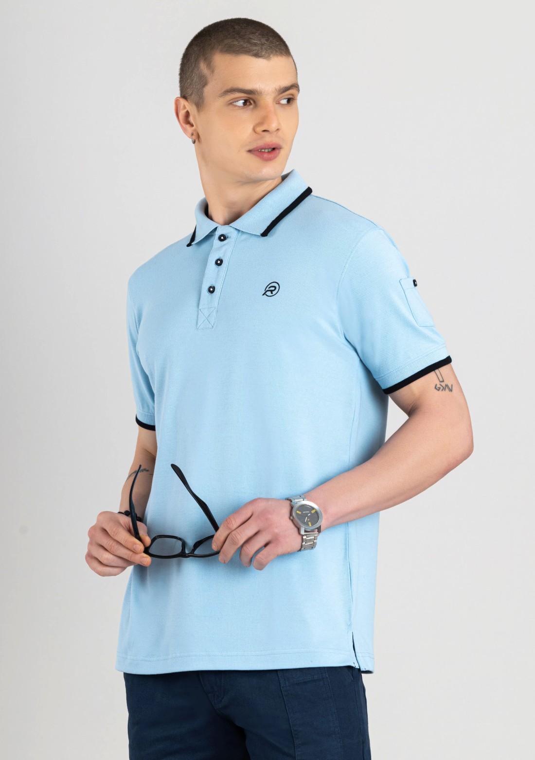 Powder Blue Regular Fit Men’s Polo T-Shirt