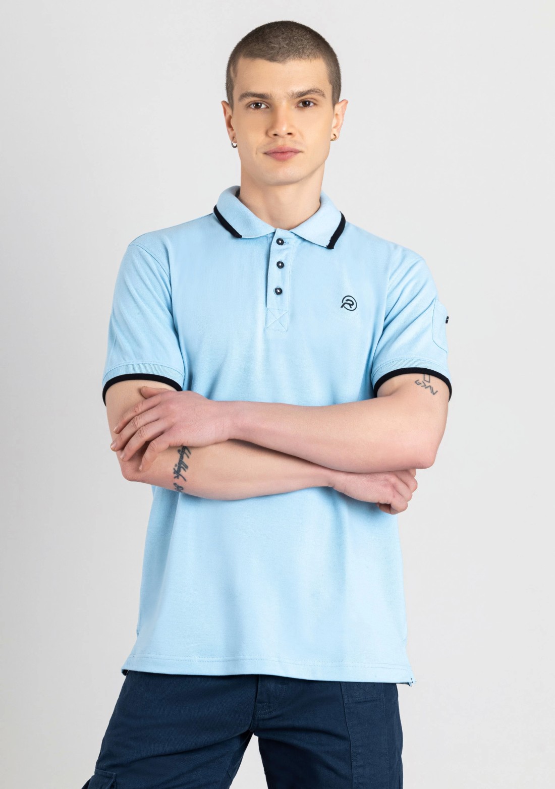 Powder Blue Regular Fit Men’s Polo T-Shirt