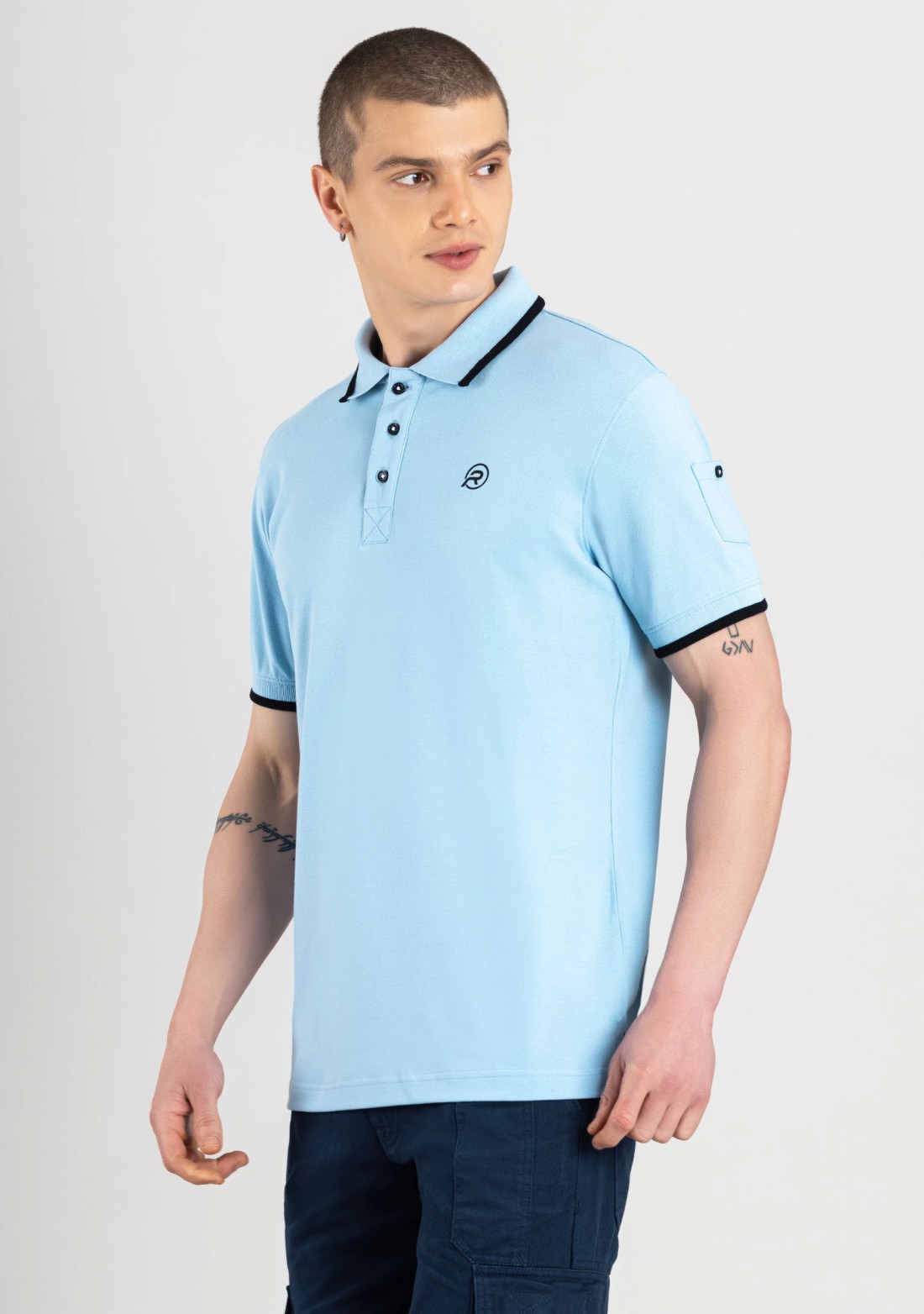 Powder Blue Regular Fit Men’s Polo T-Shirt