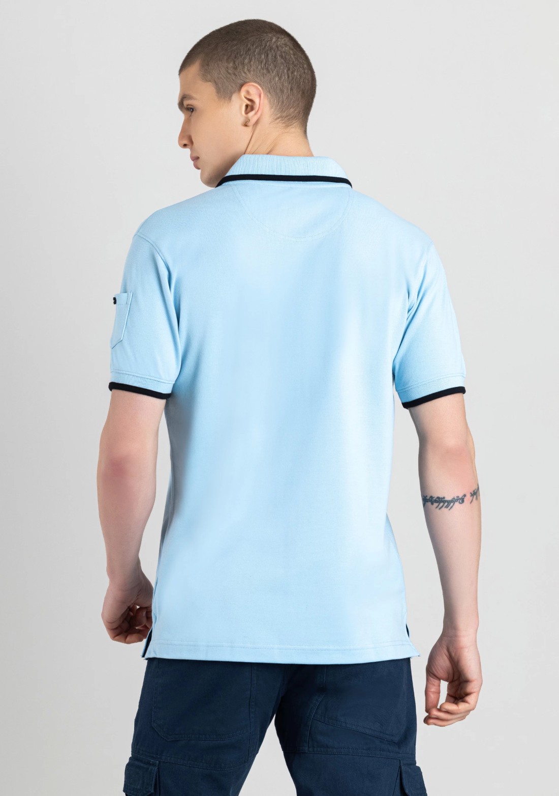 Powder Blue Regular Fit Men’s Polo T-Shirt