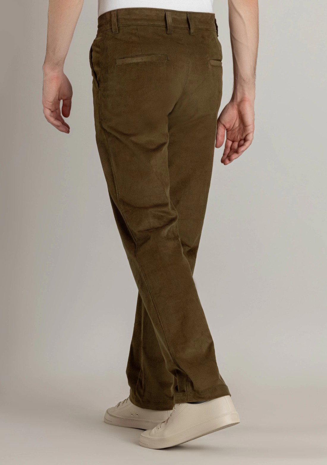 Dark Khaki Regular Fit Men’s Casual Corduroy Trousers