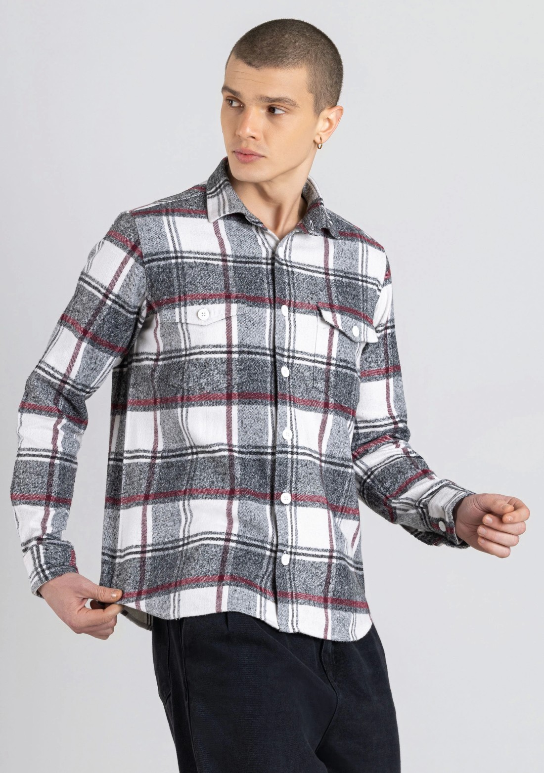 Multi Colour Regular Fit Men's Winter Flannel Check Shirt