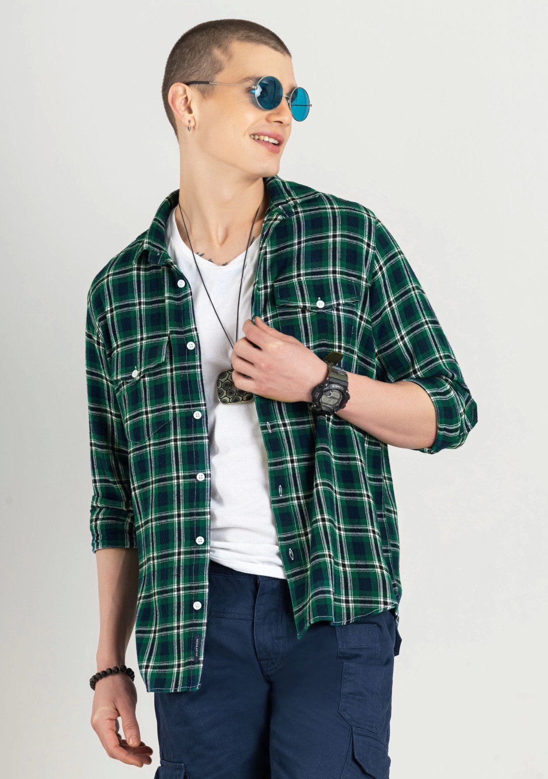 Multi Colour Regular Fit Men's Winter Flannel Check Shirt