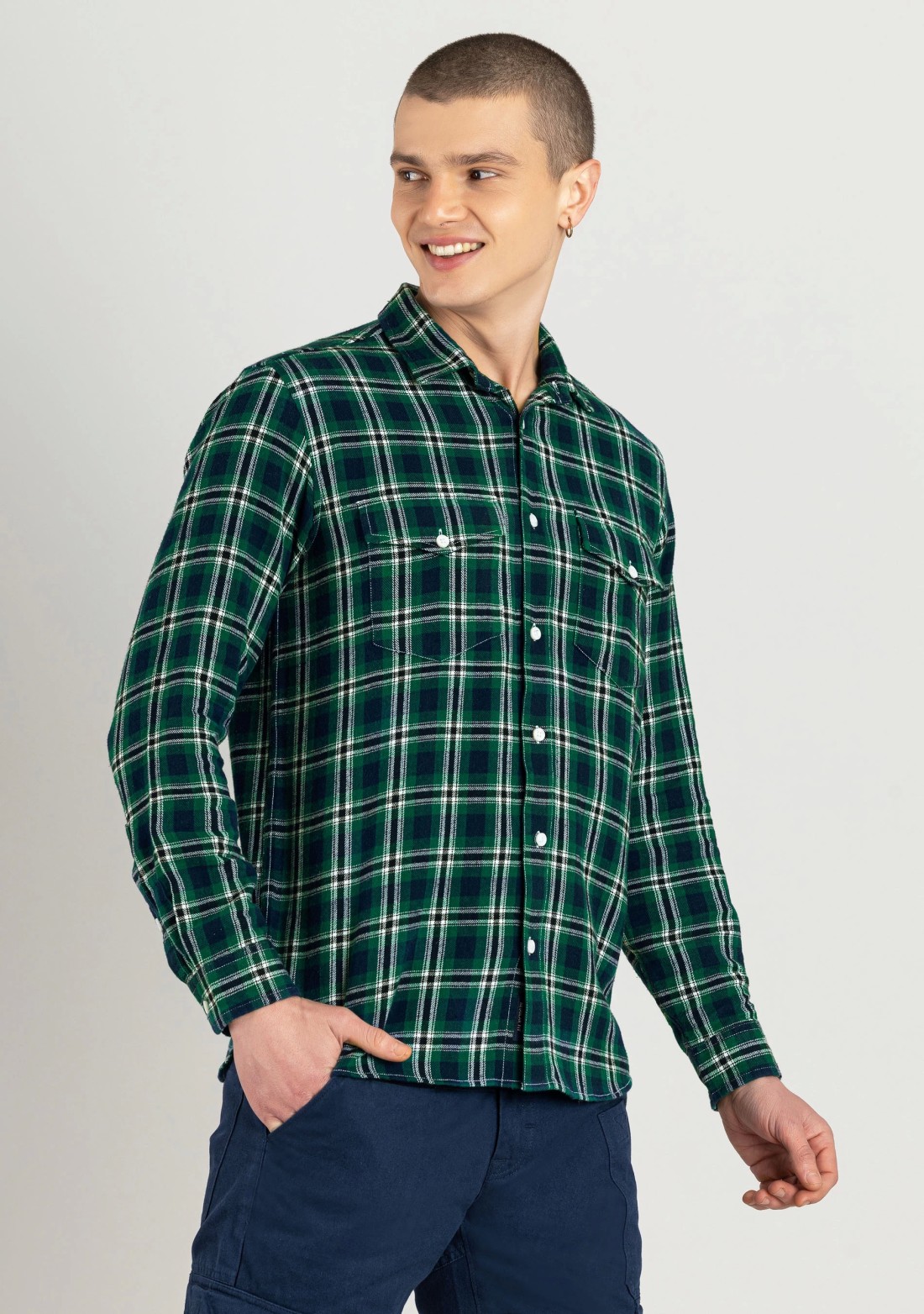 Multi Colour Regular Fit Men's Winter Flannel Check Shirt