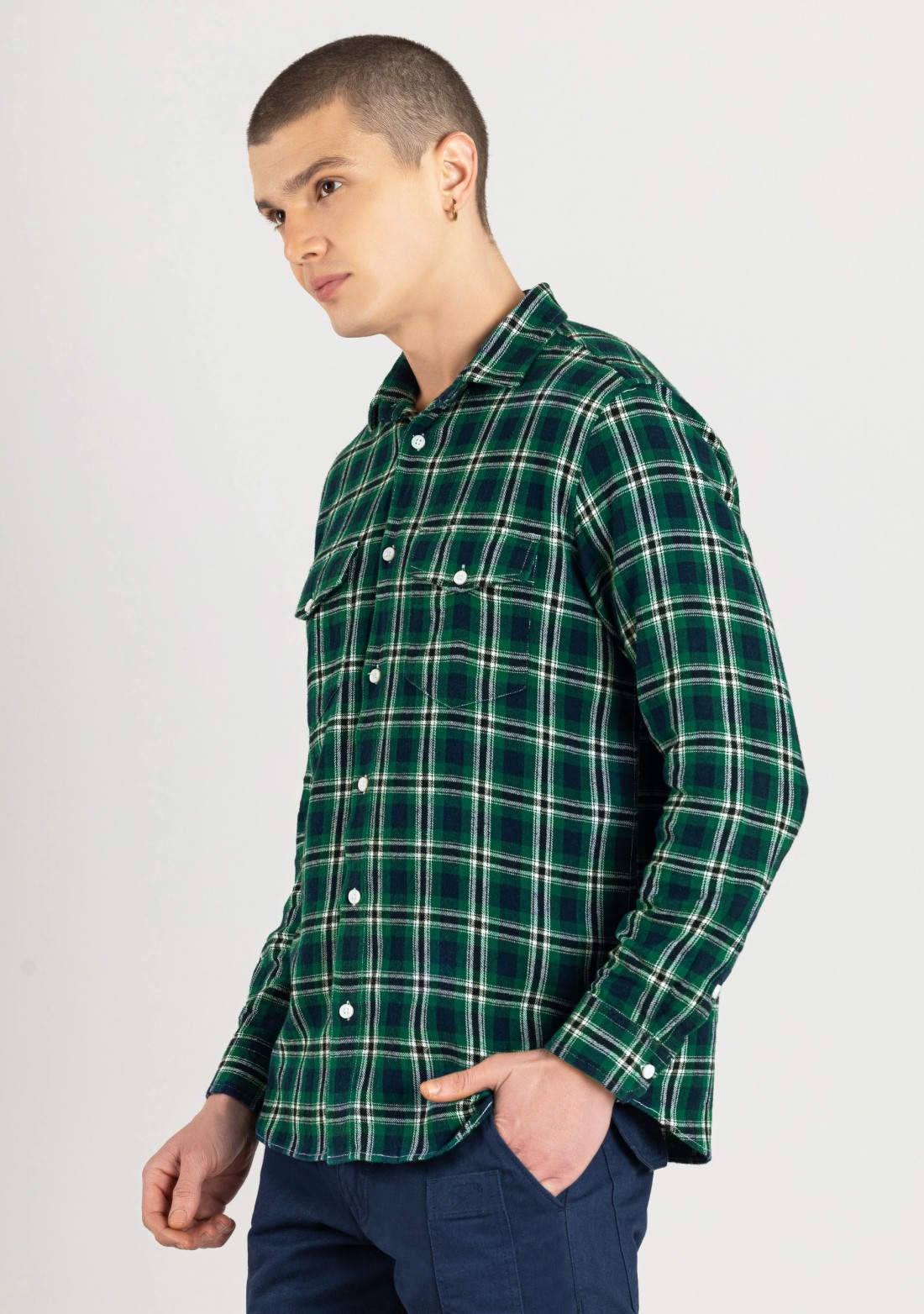 Multi Colour Regular Fit Men's Winter Flannel Check Shirt