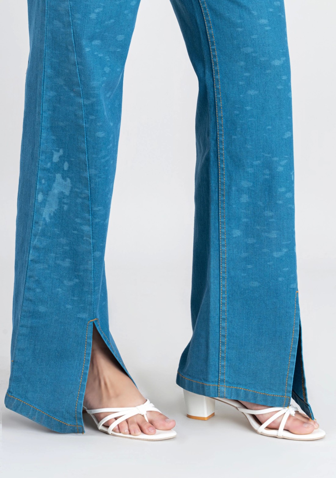Light Blue Bottom Slit Wide Leg Women's Jeans