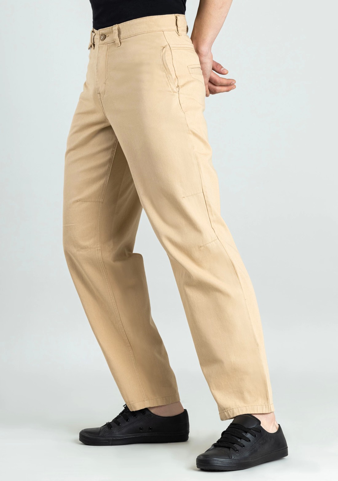 Khaki Relaxed Straight fit Men’s Casual Cotton Trousers