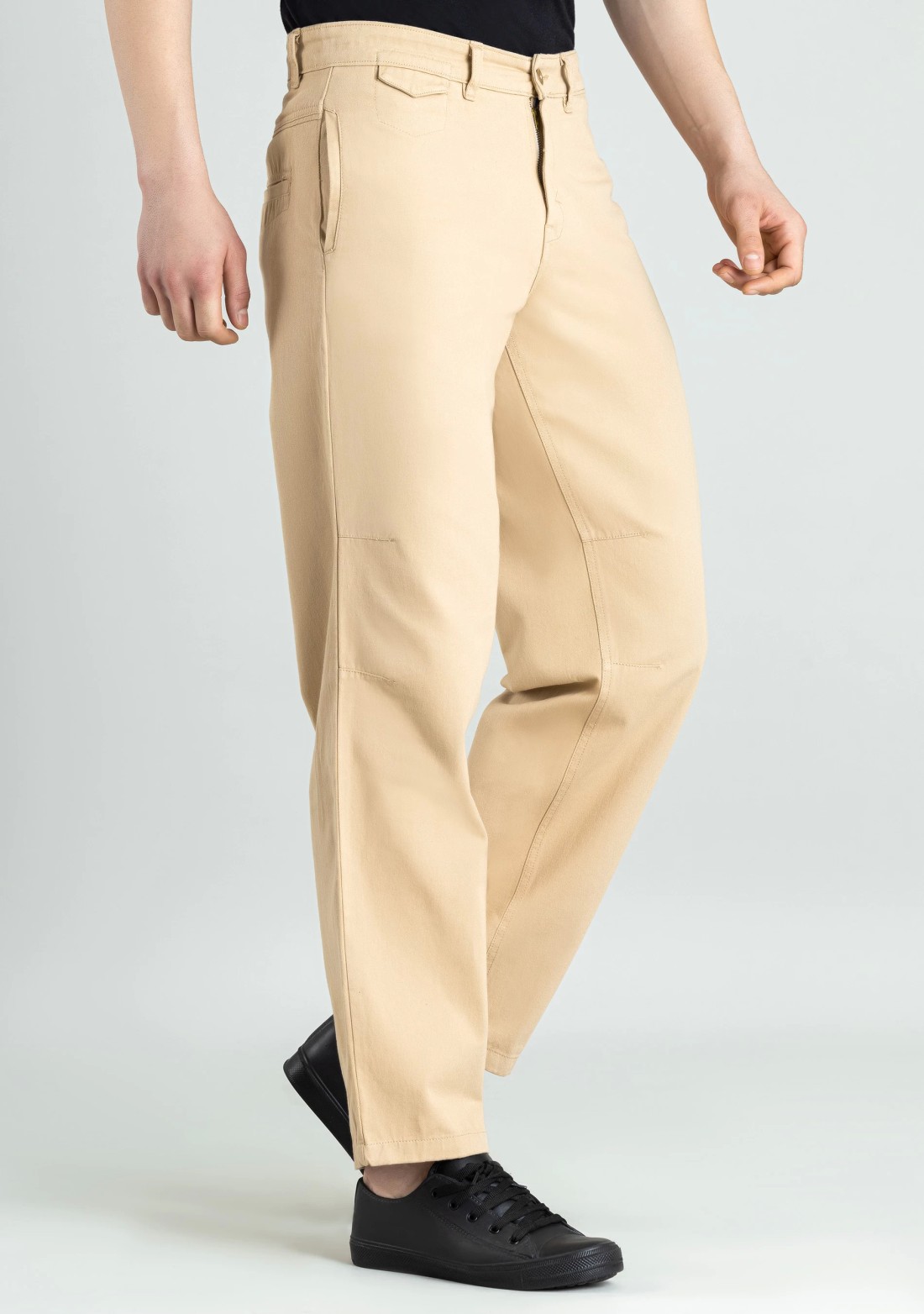 Khaki Relaxed Straight fit Men’s Casual Cotton Trousers