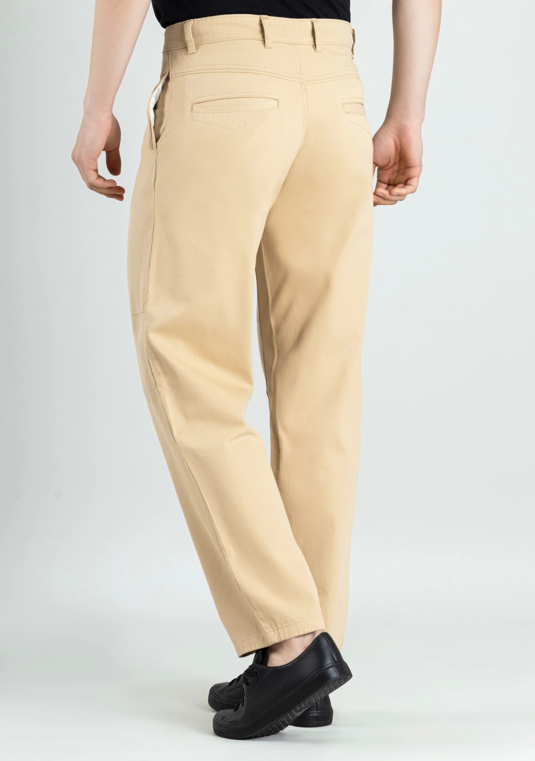 Khaki Relaxed Straight fit Men’s Casual Cotton Trousers