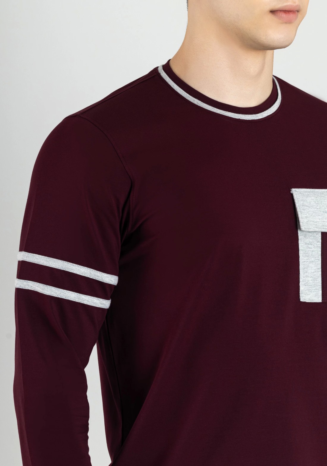 Maroon Regular Fit Men's Full Sleeves T-Shirt