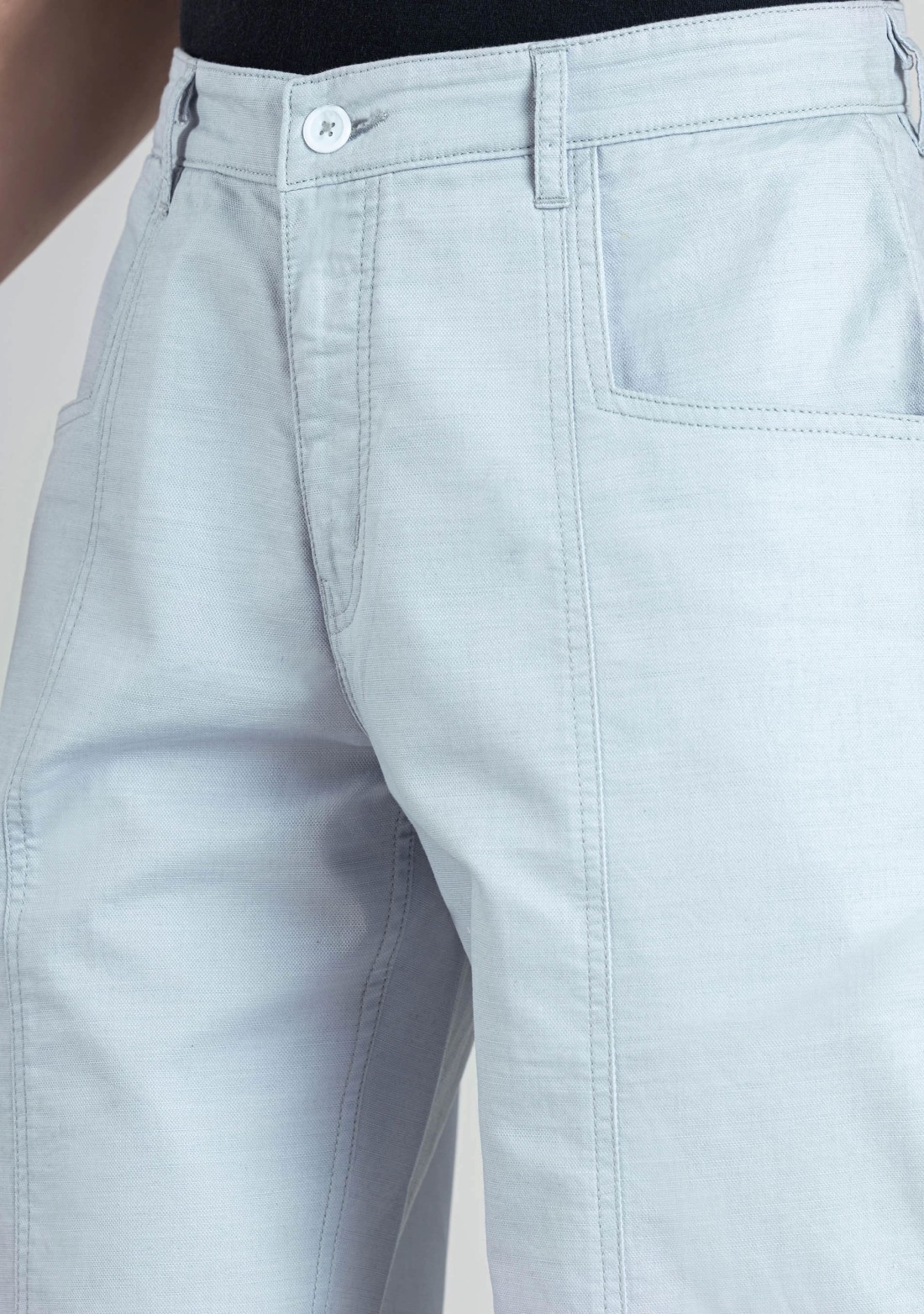 Light Grey Wide Leg Men’s Casual Cotton Trousers