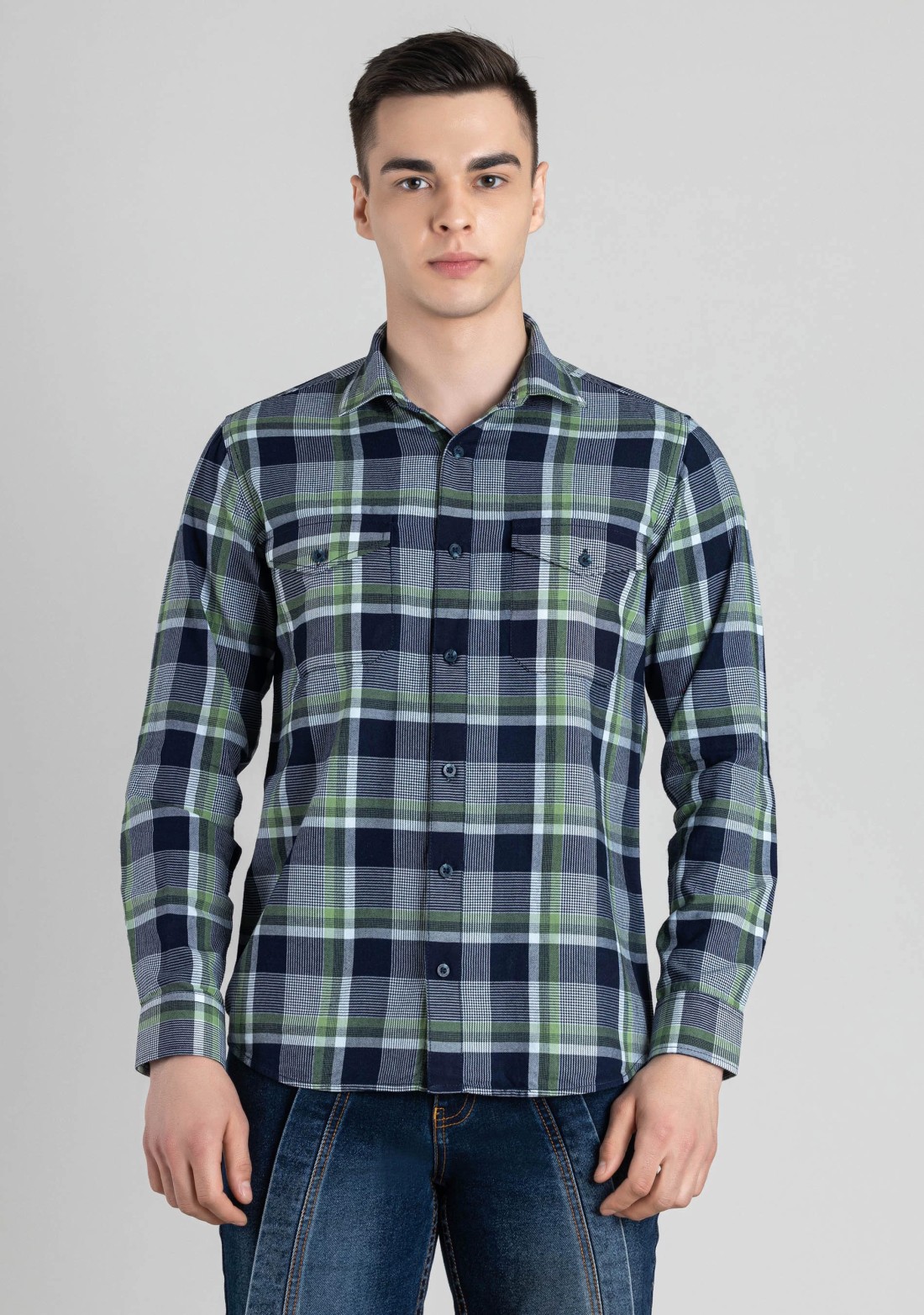 Multi Colour Slim Fit Men's Cotton Check Shirt