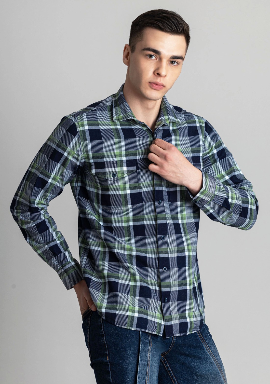 Multi Colour Slim Fit Men's Cotton Check Shirt