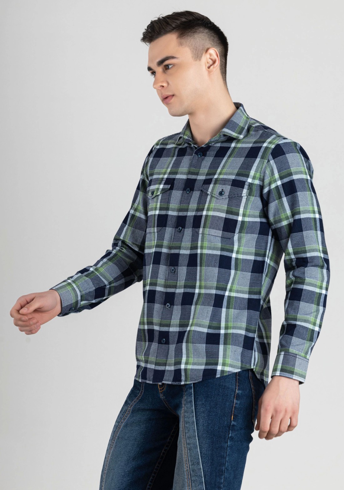 Multi Colour Slim Fit Men's Cotton Check Shirt