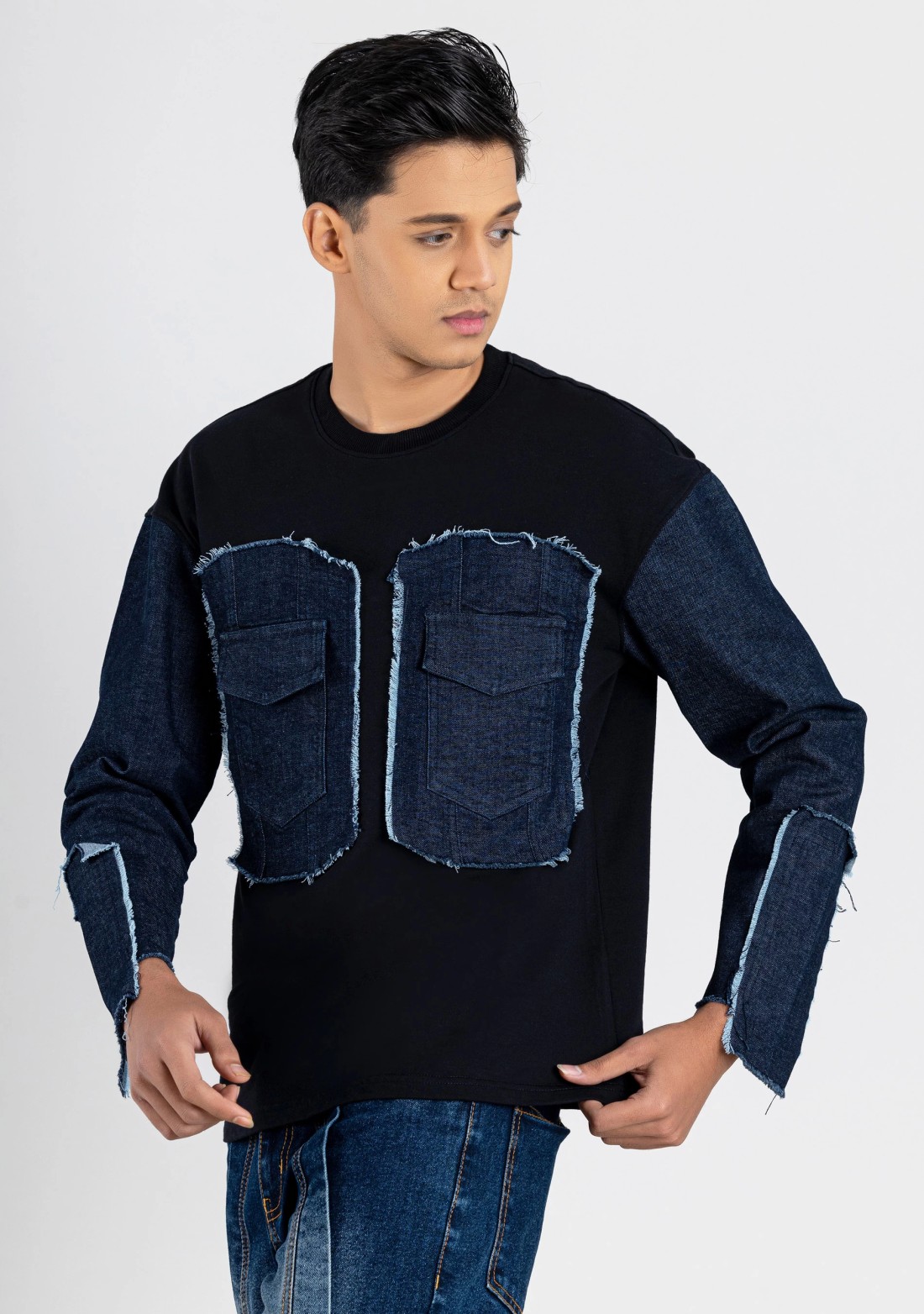 Black Regular Fit Men's Full Sleeves T-Shirt