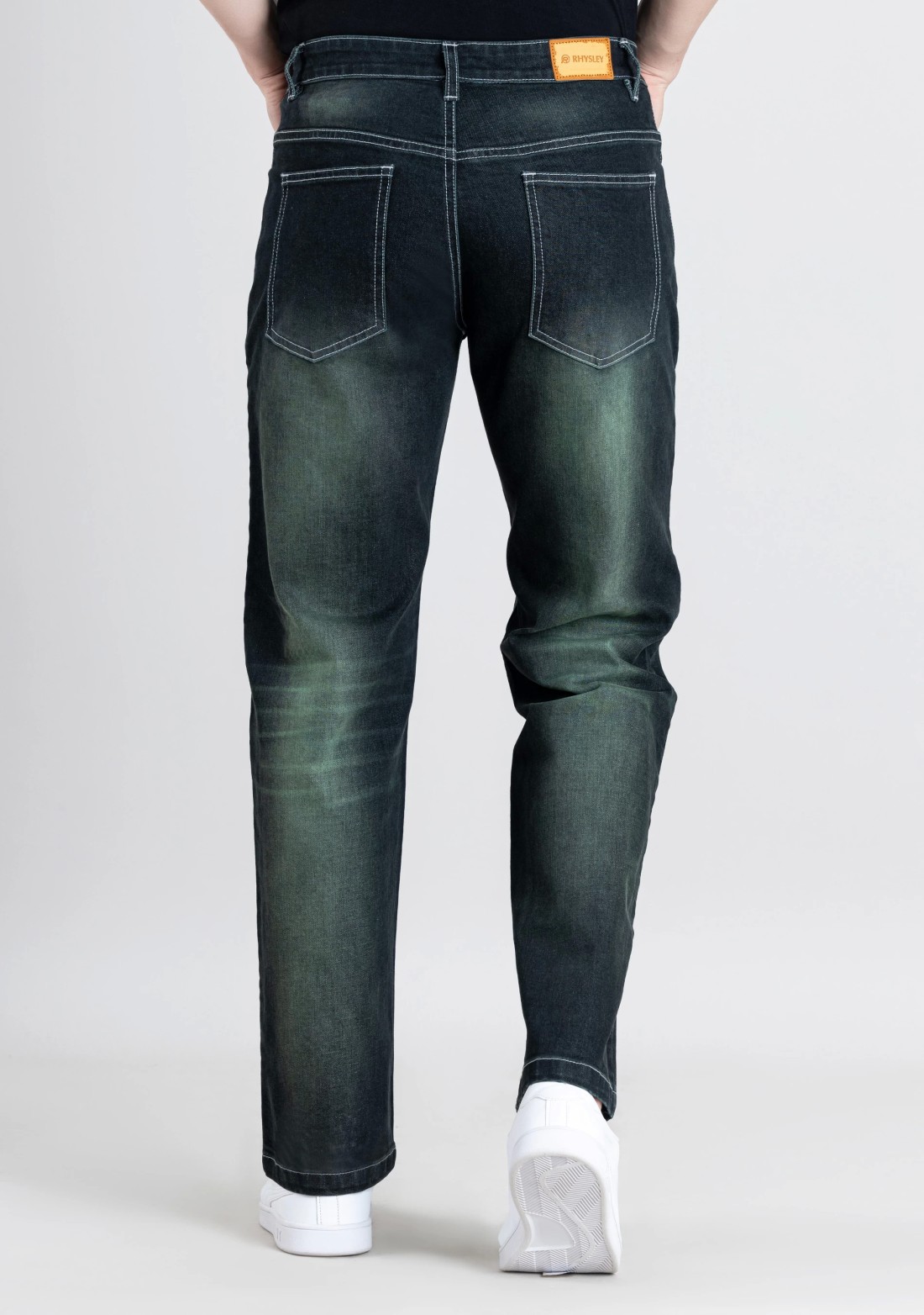 Blackish Green Wide Leg Men's Dual Tone Jeans